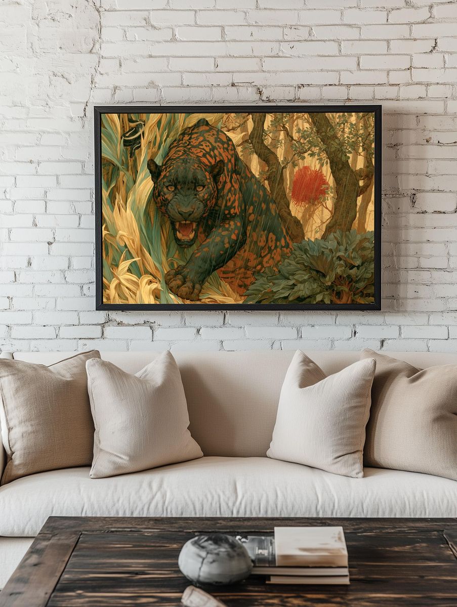 Jungle Panther Illustration Poster. room preview