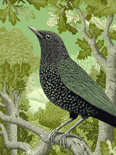 Blackbird in Woodland Poster.