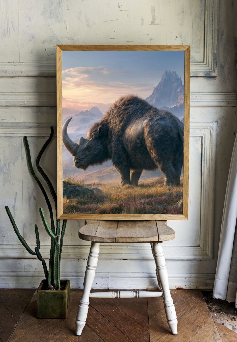 Mountain Rhino Wildlife Poster. room preview