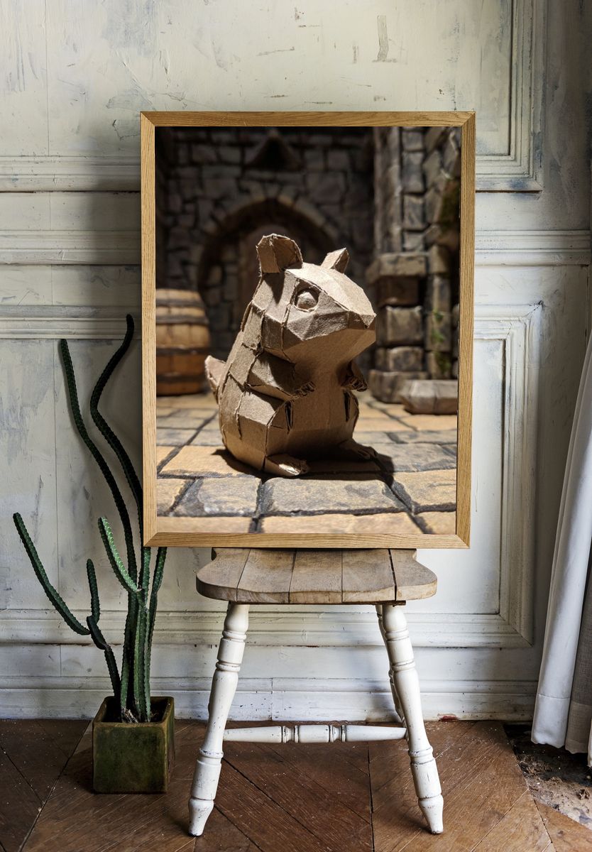 Cardboard Squirrel Photography Poster. room preview