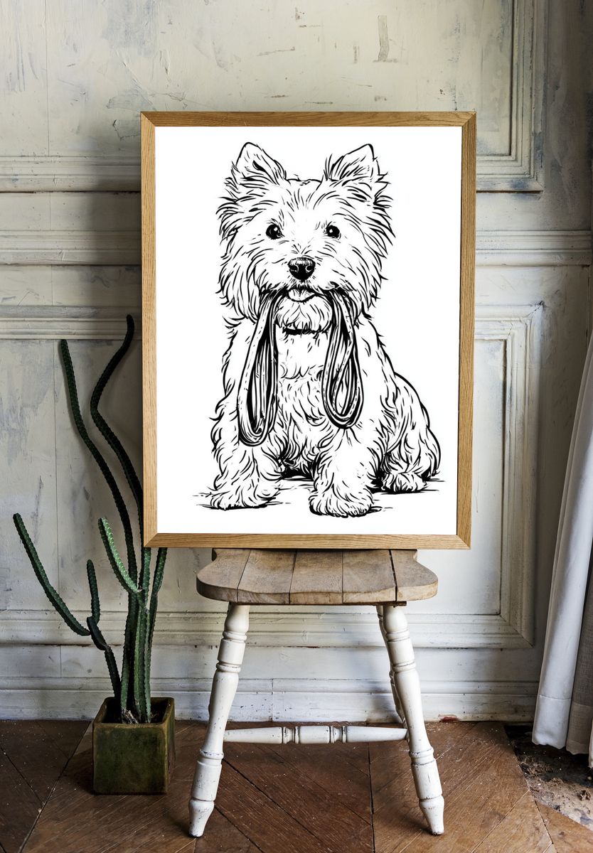 Westie Line Art Poster. room preview