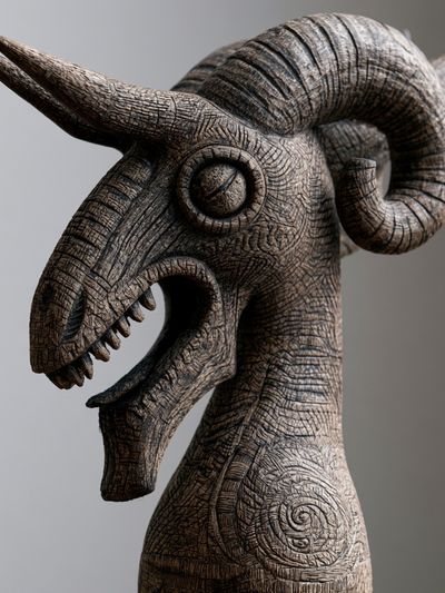 Carved Bull Head Sculpture Print.
