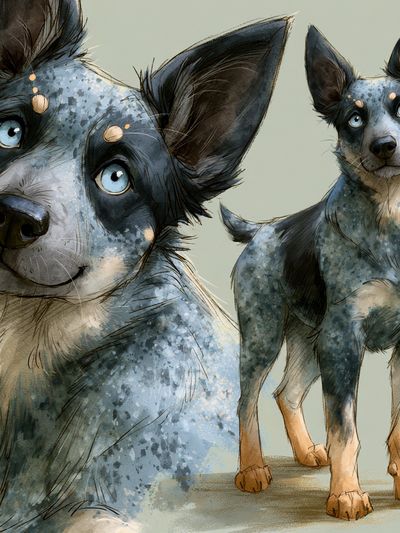 Blue Heeler Watercolor Poster.