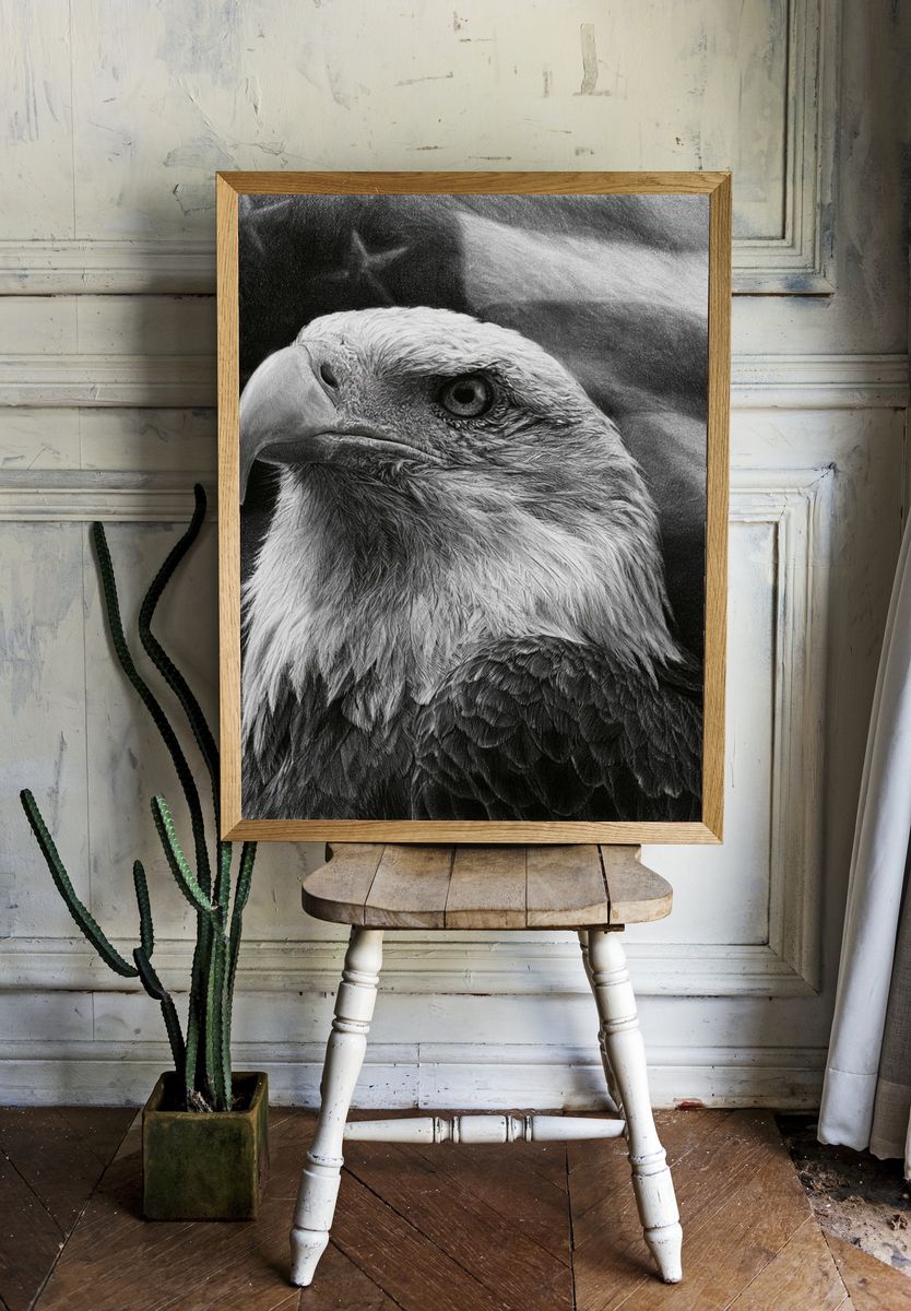 Majestic Eagle Portrait Print. room preview