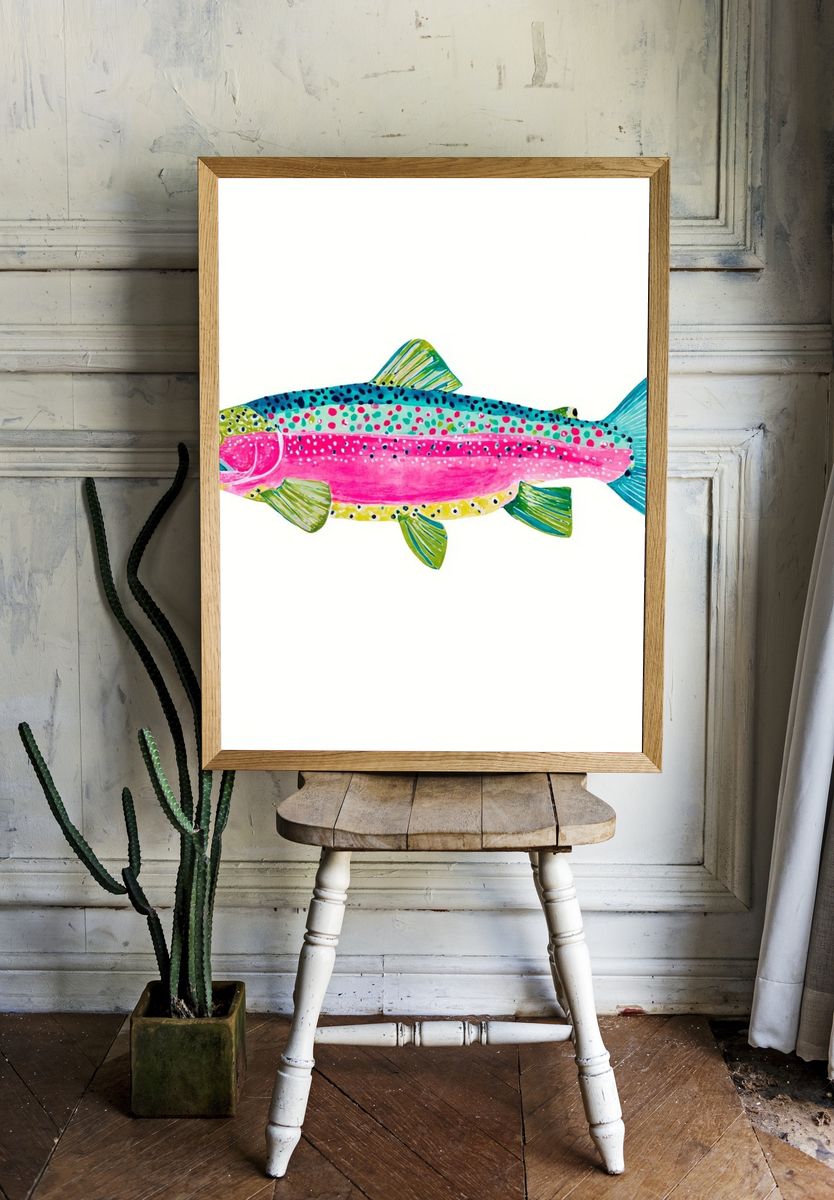 Rainbow Trout Illustration Poster. room preview