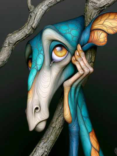 Surreal Giraffe Portrait Poster.