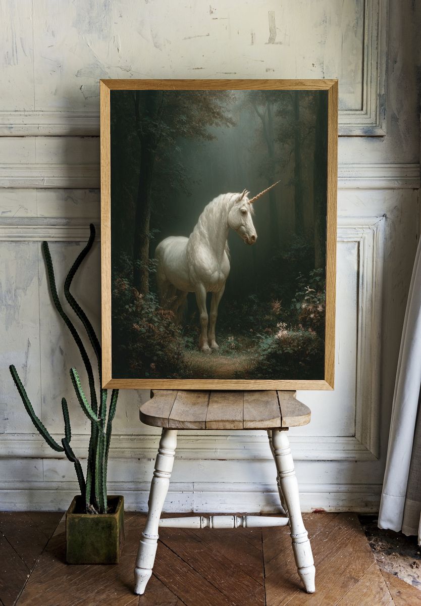 Enchanted Unicorn Forest Print. room preview