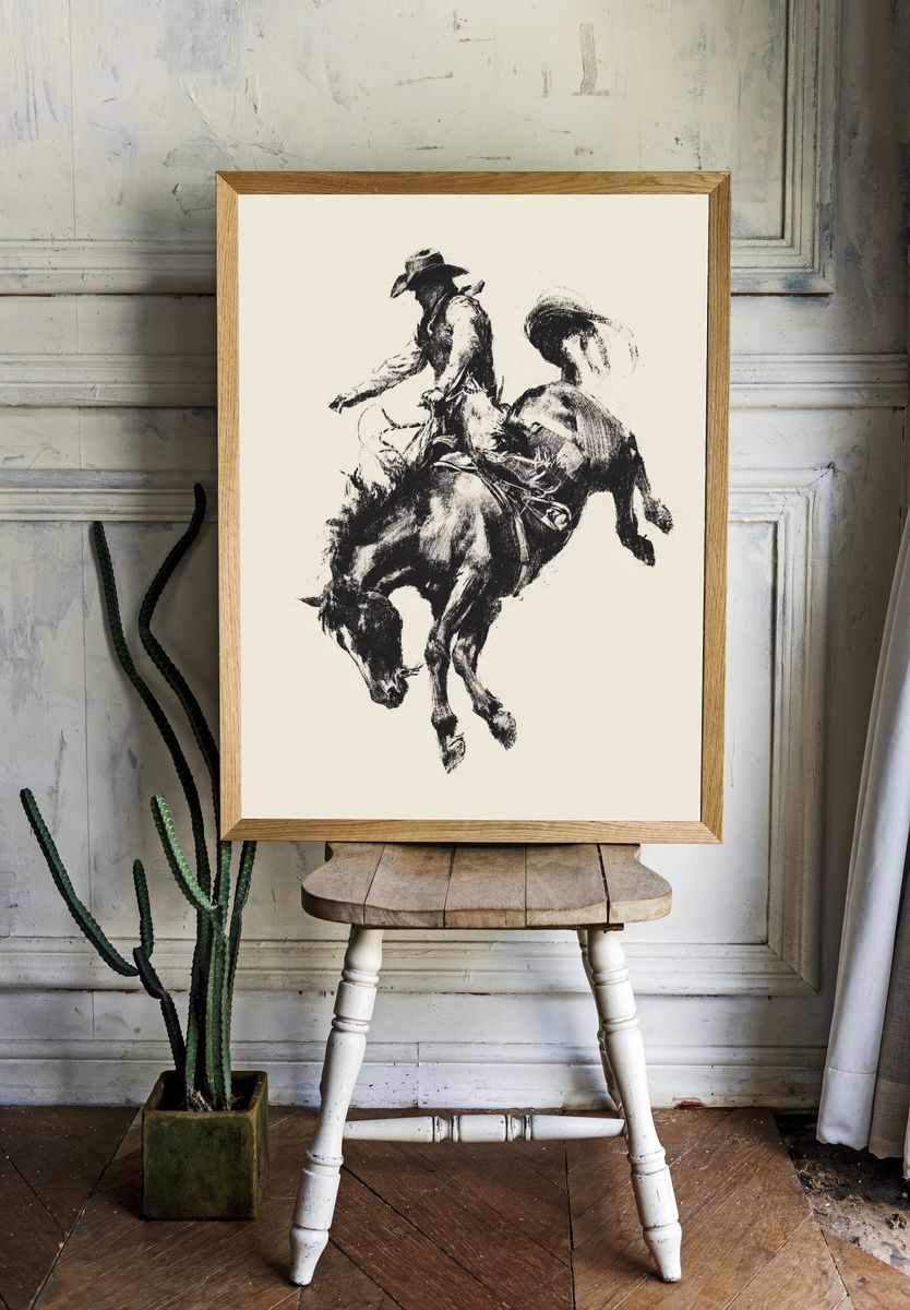 Bucking Bronco Ink Poster. room preview