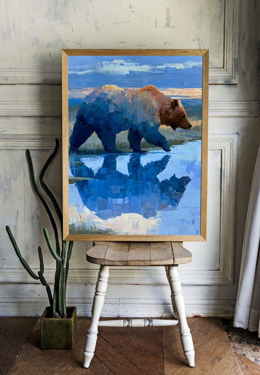Bear by the Water — Painting Print. room preview
