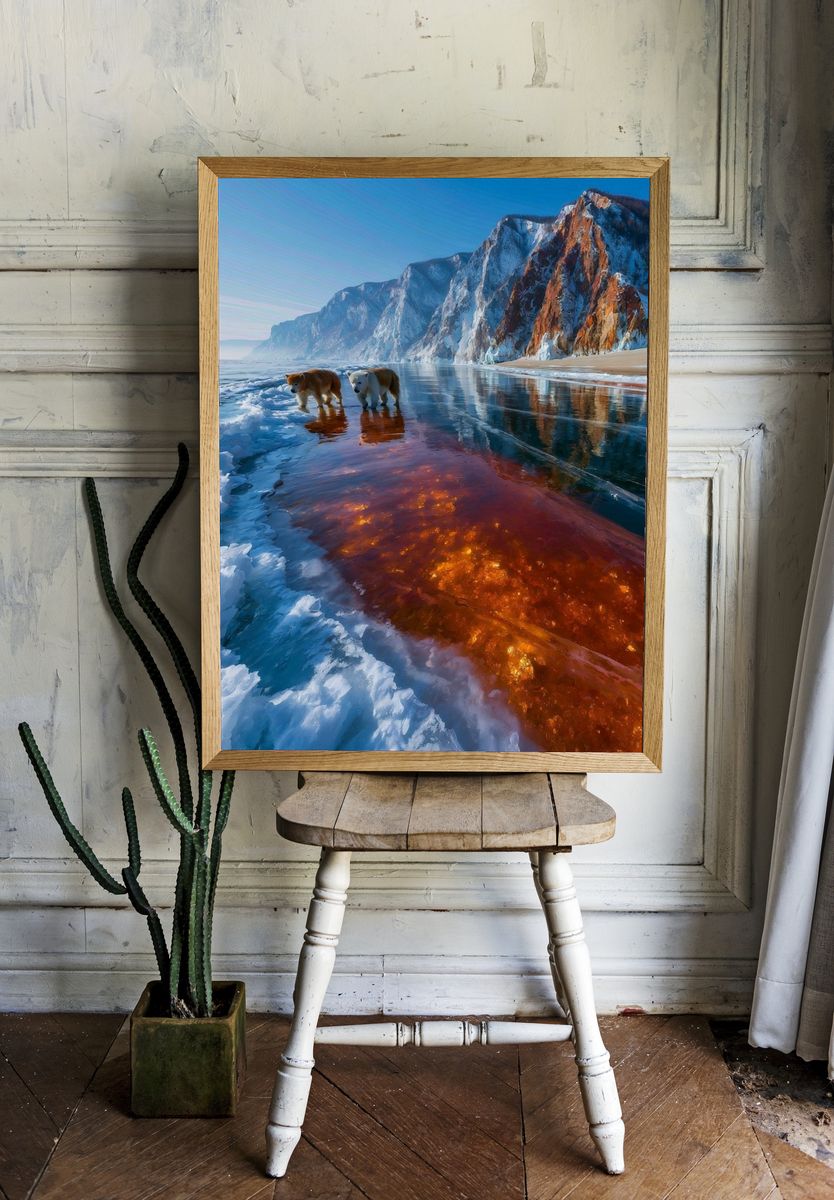 Polar Bears on Arctic Shore Poster. room preview