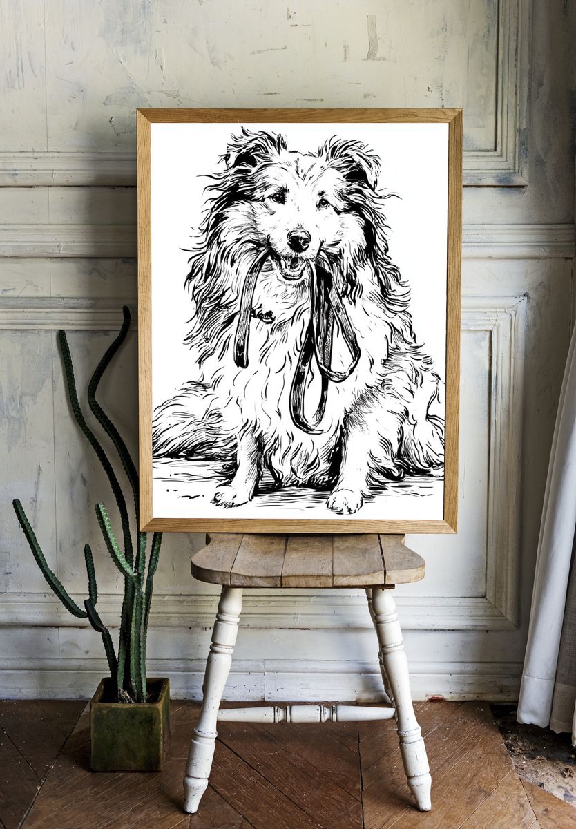 Sheltie Line Art Poster. room preview