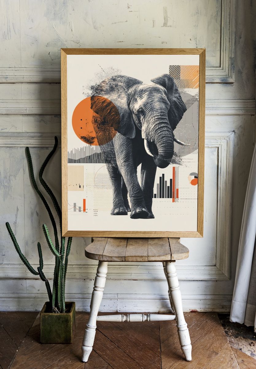 Elephant Geometric Illustration Poster. room preview