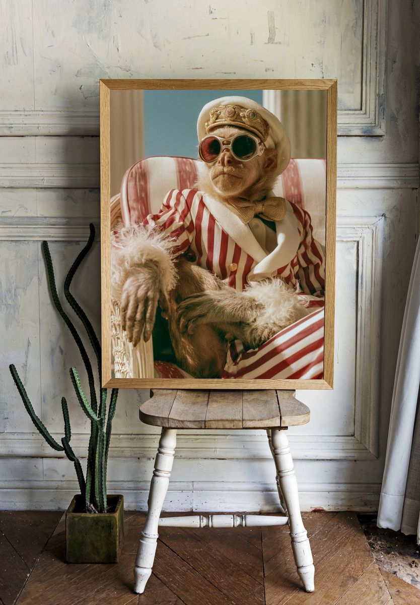 Dapper Monkey Portrait Poster. room preview