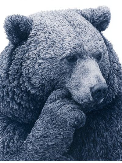 Blue Bear Portrait Print.