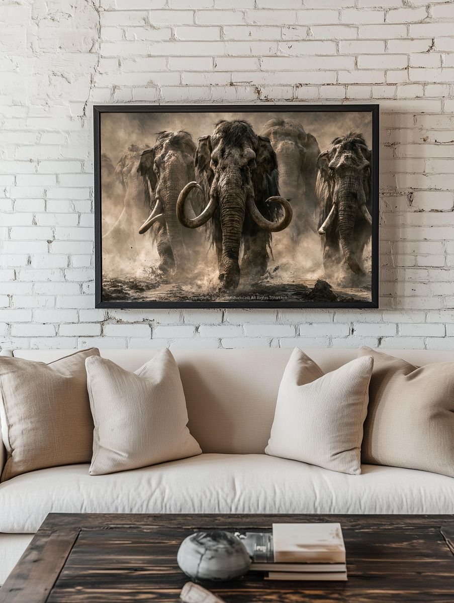 Charging Elephants Wildlife Photography Poster. room preview