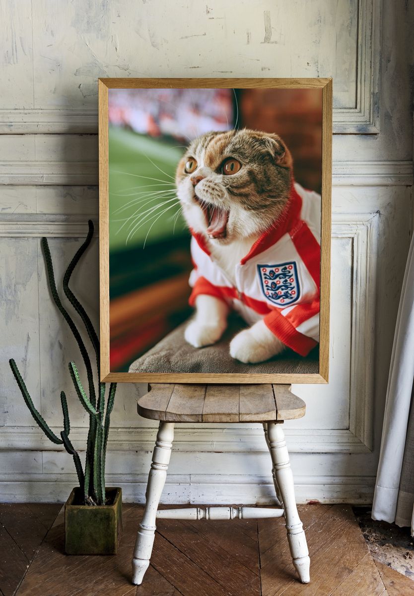 England Fan Cat Photography Poster. room preview