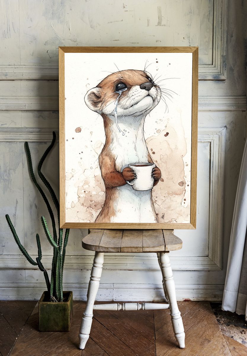 Crying Otter Watercolor Poster. room preview