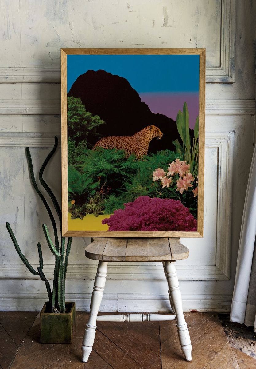 Jungle Leopard Collage Poster. room preview