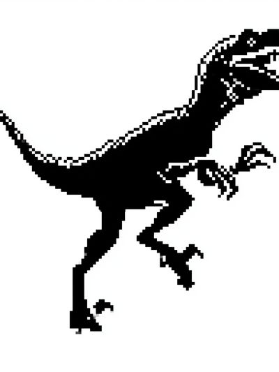 Pixel Raptor Silhouette Poster.