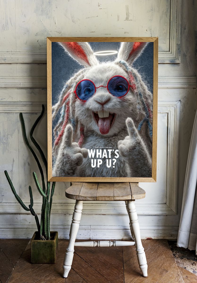 Cool Bunny Typography Poster. room preview