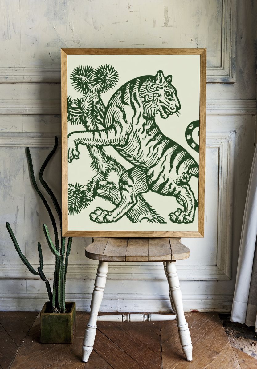 Tiger Botanical Print Poster. room preview