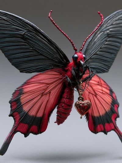 Red Butterfly Portrait Poster.