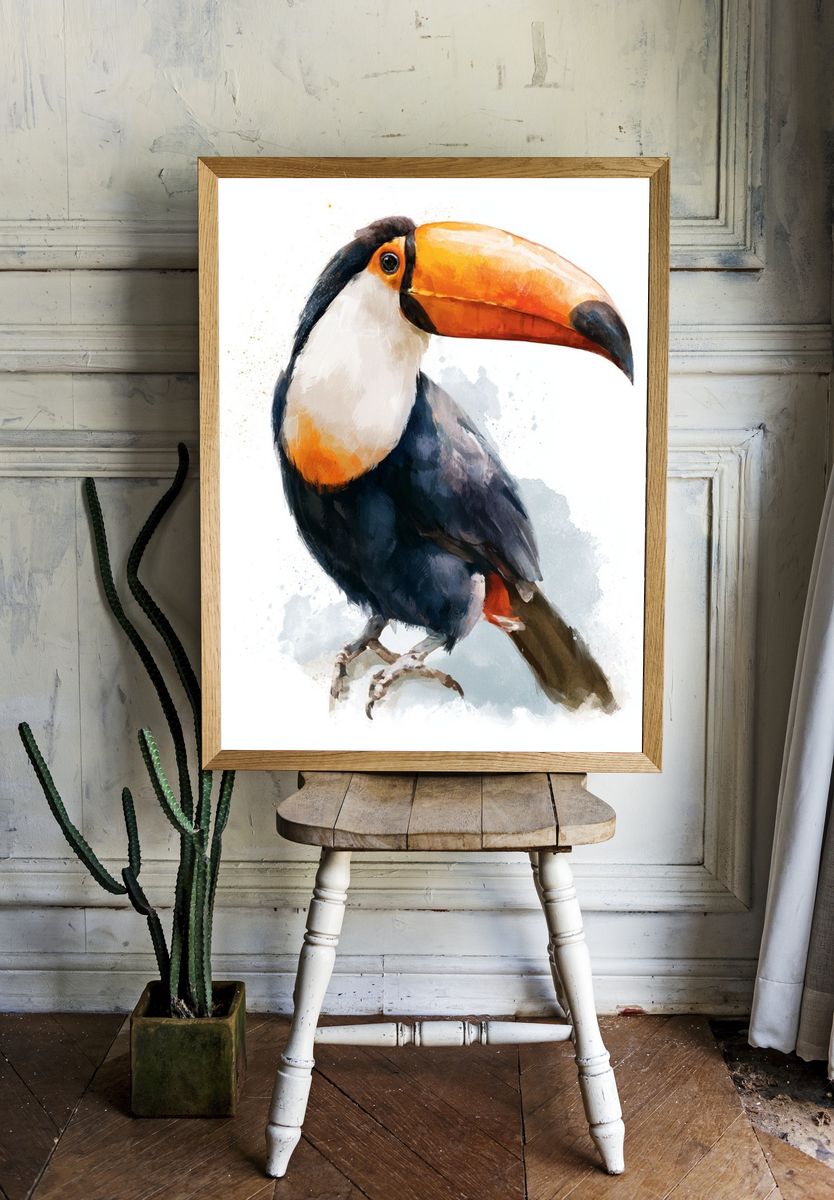 Toucan Watercolor Poster. room preview