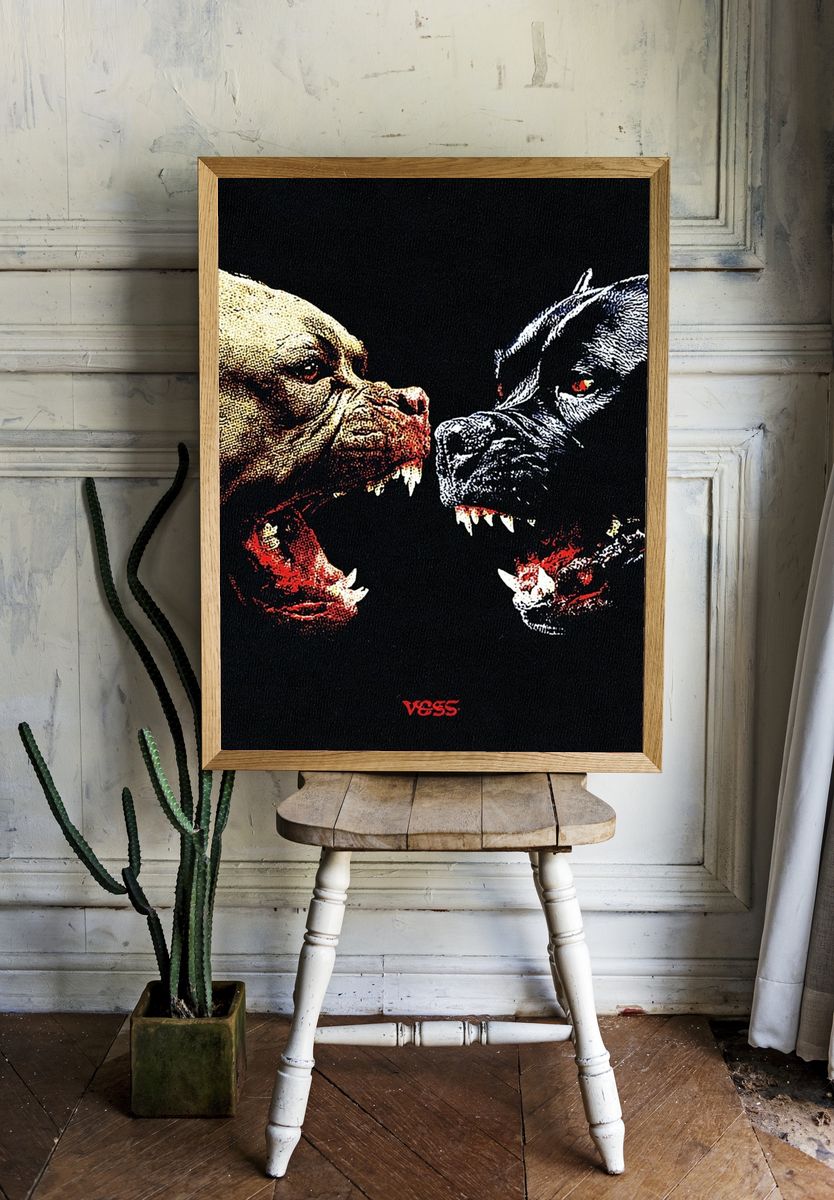 Aggressive Dogs Illustration Poster. room preview