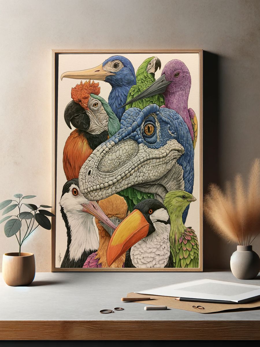 Tropical Birds Illustration Poster. — room view 2
