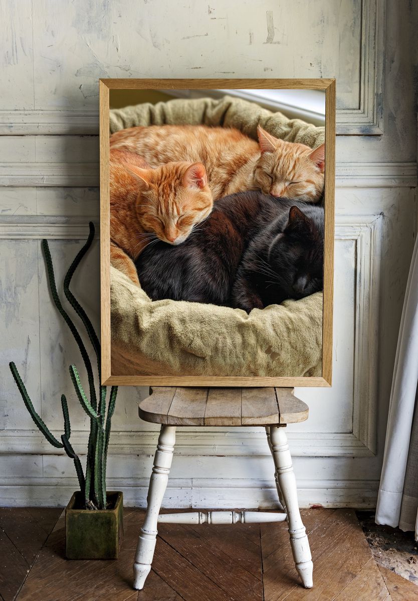Sleeping Cats Photography Poster. room preview