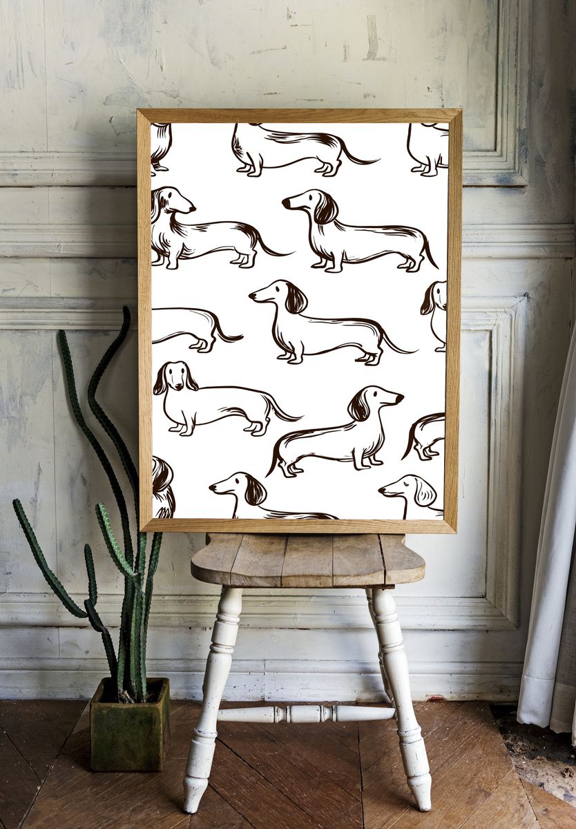 Dachshund Pattern Illustration Poster. room preview