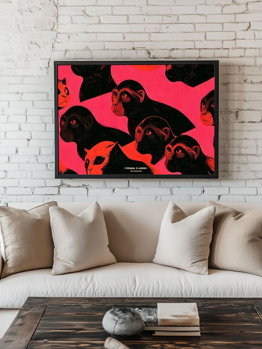 Pop Art Monkey Faces Poster. room preview