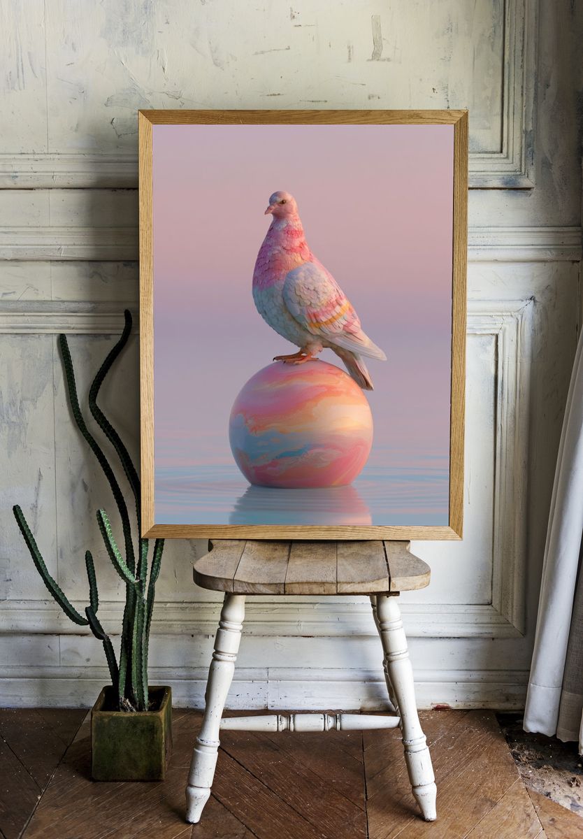Pastel Dove Dreamscape Poster. room preview