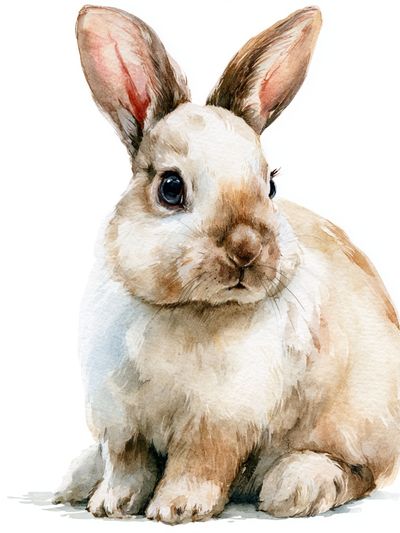 Watercolor Rabbit Portrait Poster.