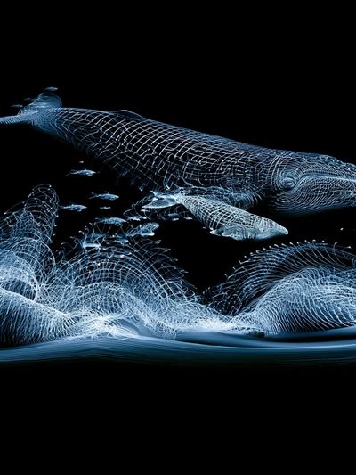 Bioluminescent Whale Abstract Print.