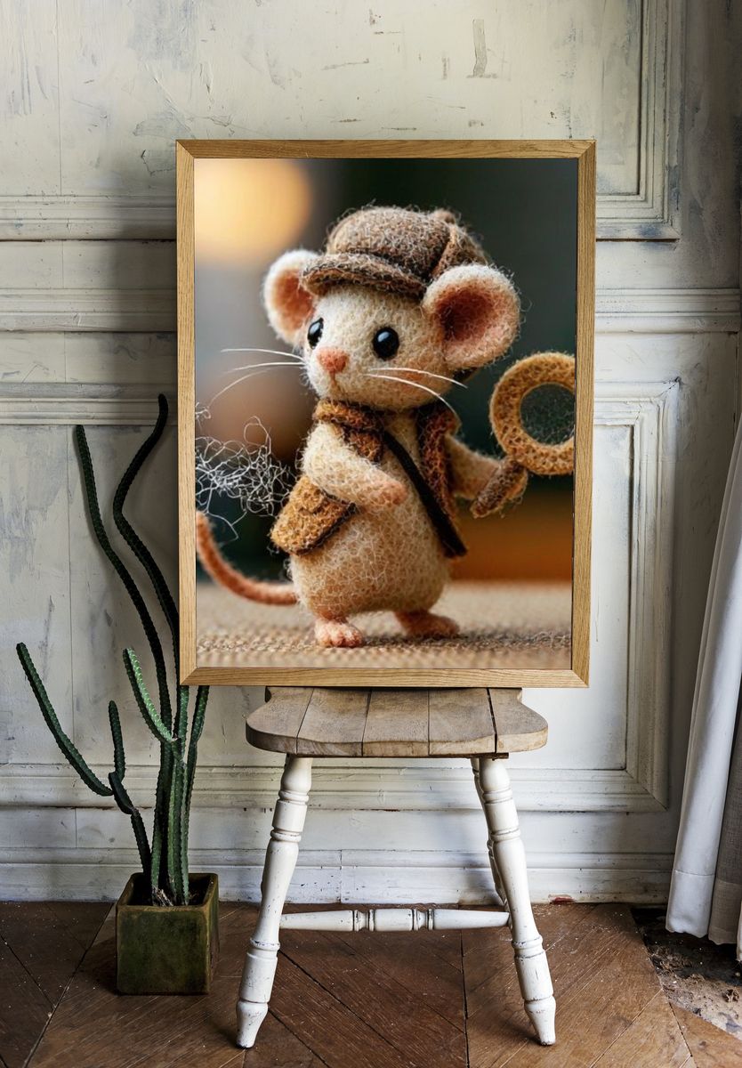 Needle-Felt Detective Mouse Poster. room preview