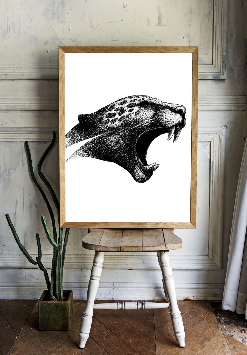 Roaring Panther Ink Poster. room preview