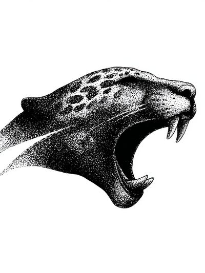 Roaring Panther Ink Poster.