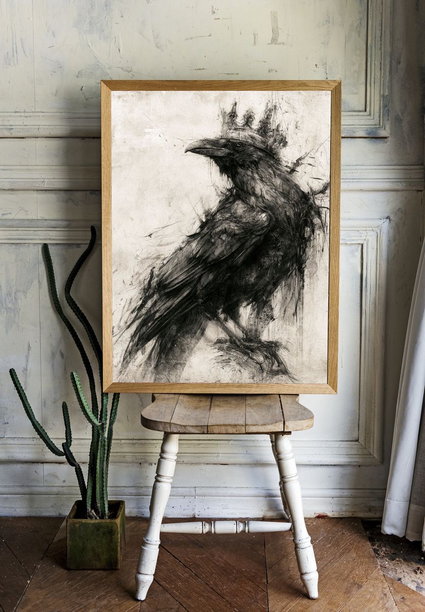 Crowned Raven Ink Poster. room preview