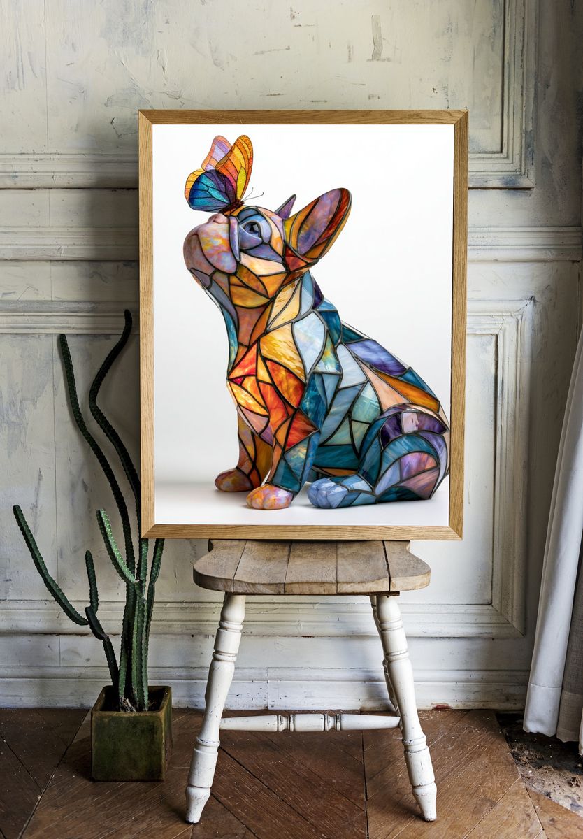 Stained Glass French Bulldog Poster. room preview