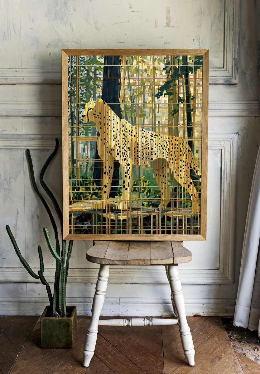 Cheetah in Forest Illustration Poster. room preview