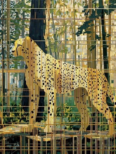 Cheetah in Forest Illustration Poster.