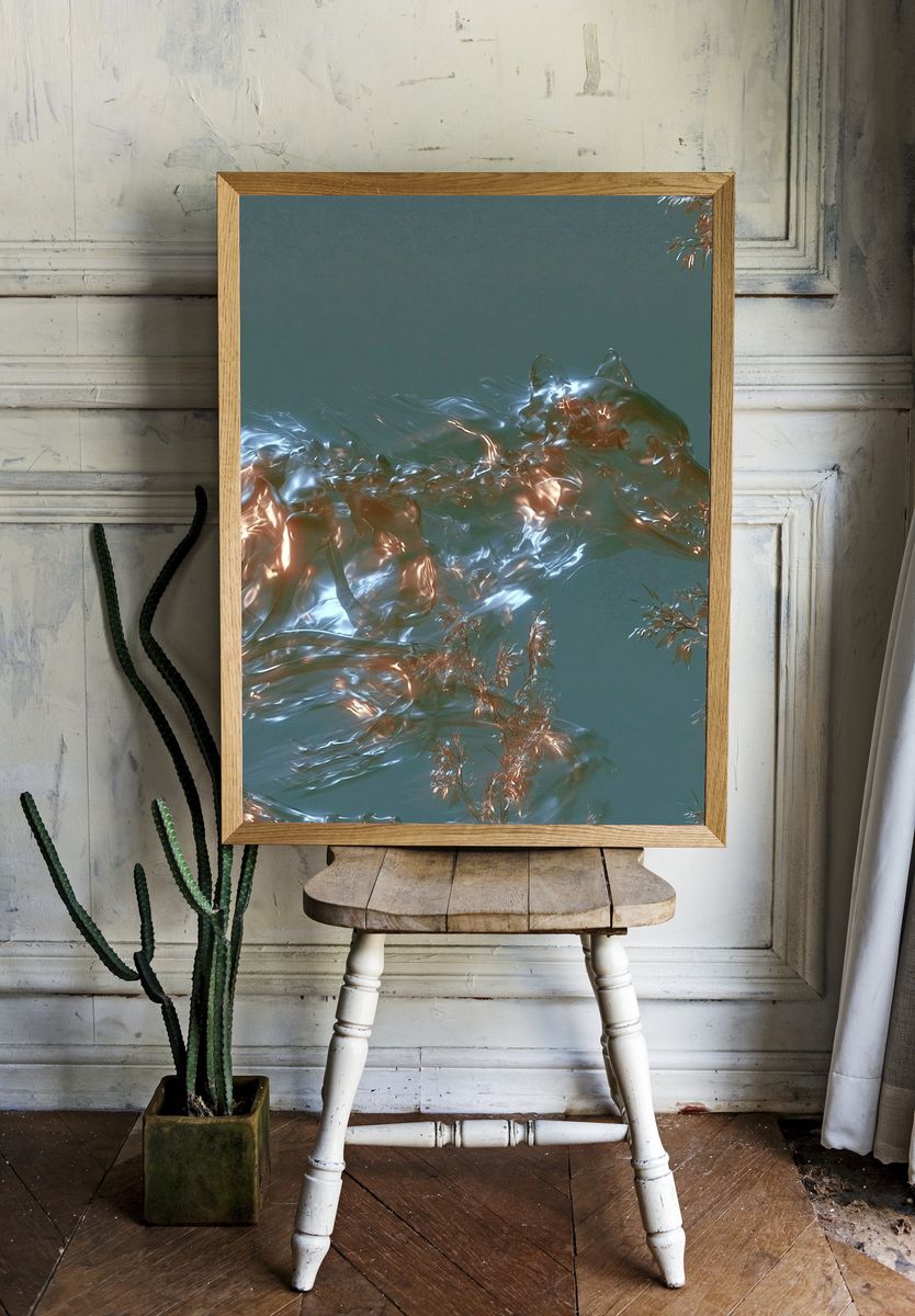 Chromatic Wolf Abstract Print. room preview