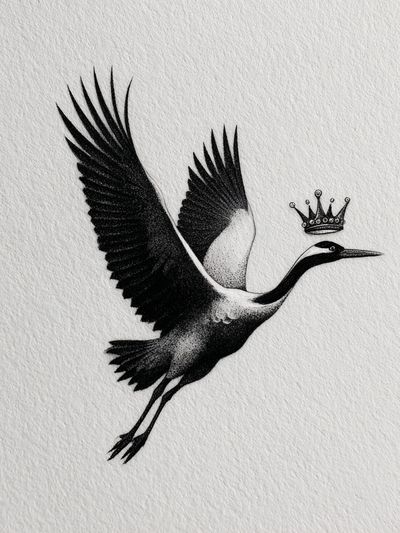 Crowned Crane Ink Poster.