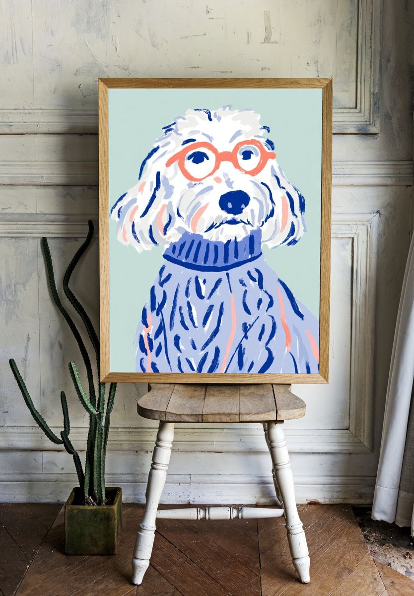 Poodle Portrait Illustration Poster. room preview
