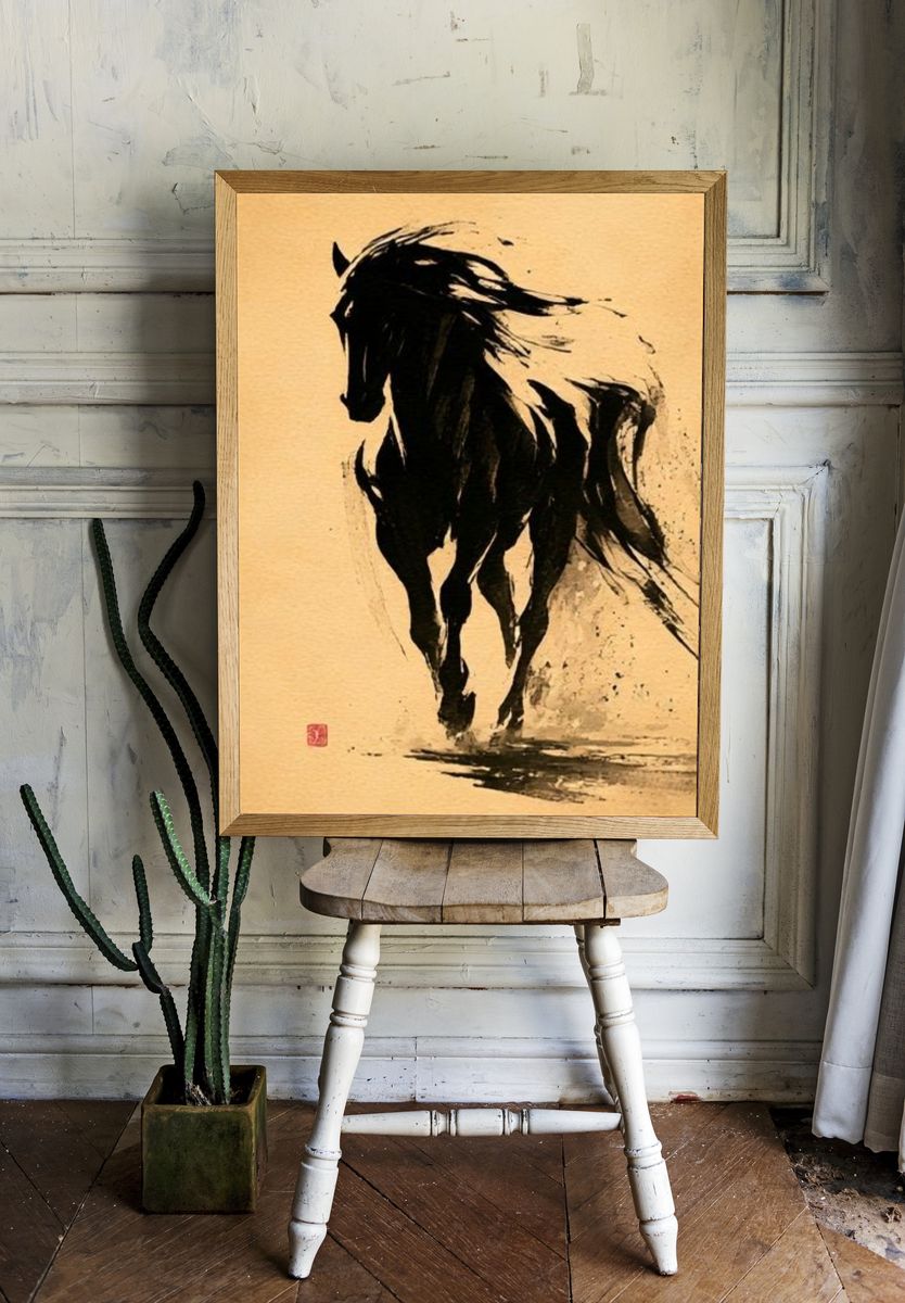 Galloping Horse Ink Poster. room preview
