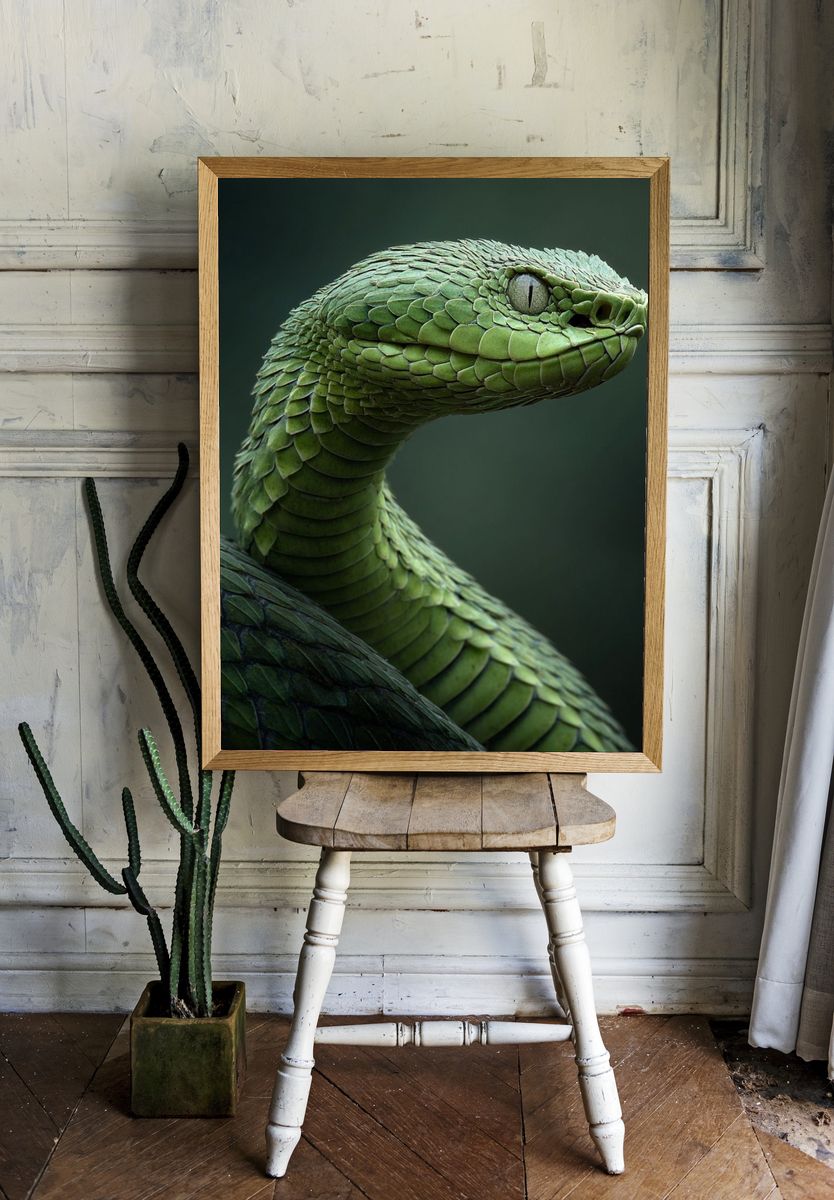 Green Viper Portrait Poster. room preview