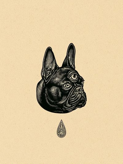 French Bulldog Surreal Ink Poster.