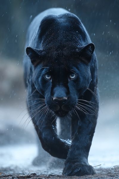 Black Panther in Rain Photography Poster.