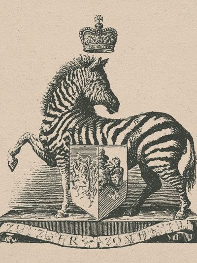 Crowned Zebra Vintage Print.